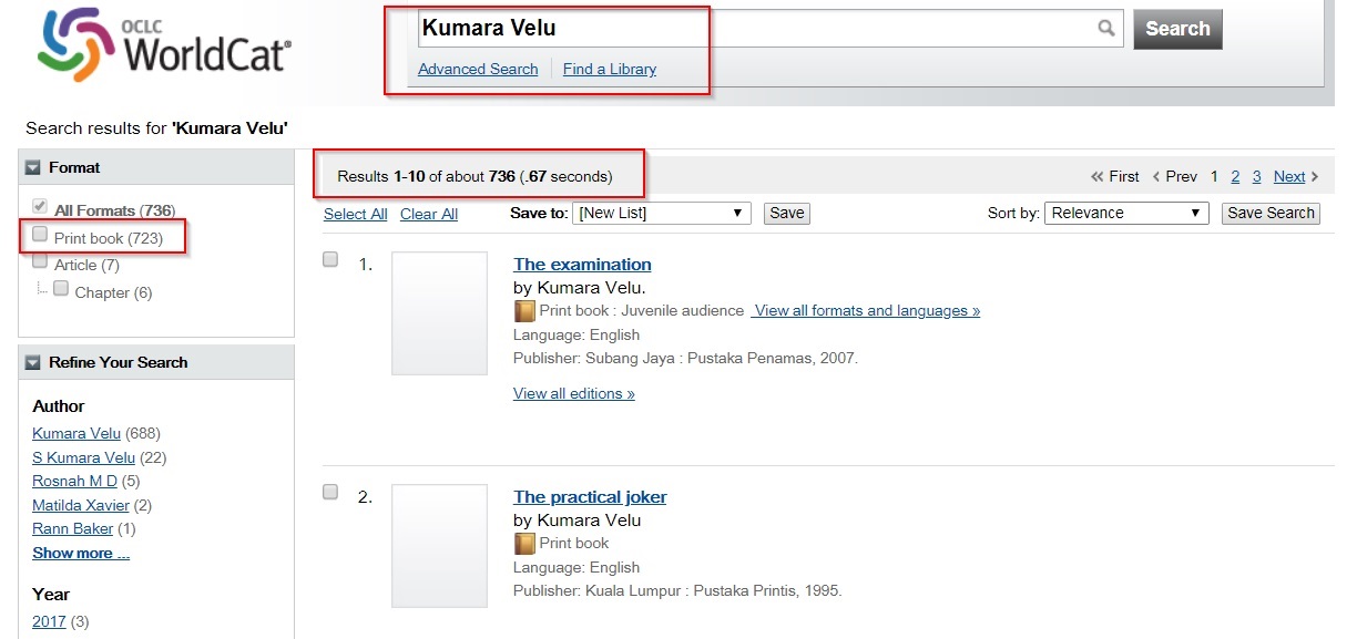 Kumara Velu Books Listed in Worldcat