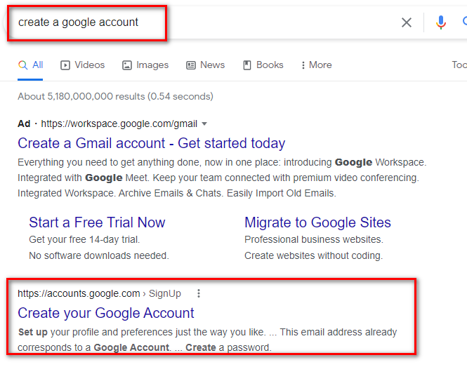 Create a New Gmail Account 
