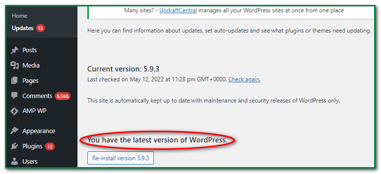 update WordPress to the latest version  2