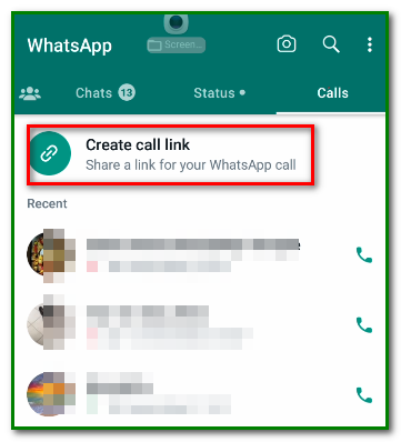 create and share a whatsapp call link 2