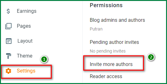tTansfer a Blogger blog from one account to another - invite more authors